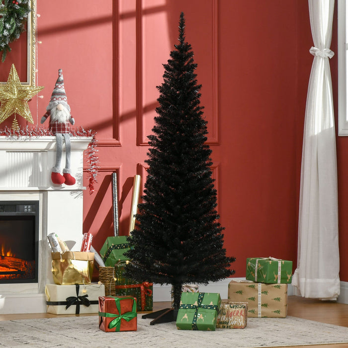 Homcom Pencil Christmas Tree, Slim Xmas Tree With Realistic Branches