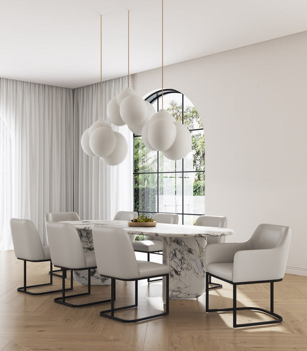 Serena Modern 8-Piece Dining Set in Light Gray Dining Chair 