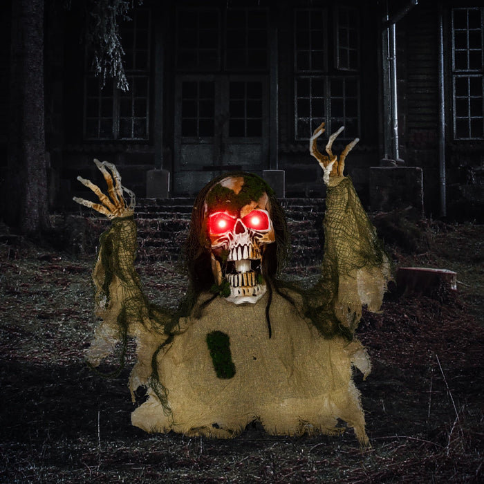 Outsunny Halloween Animated Skeleton, Half-body Scary Halloween Decorations