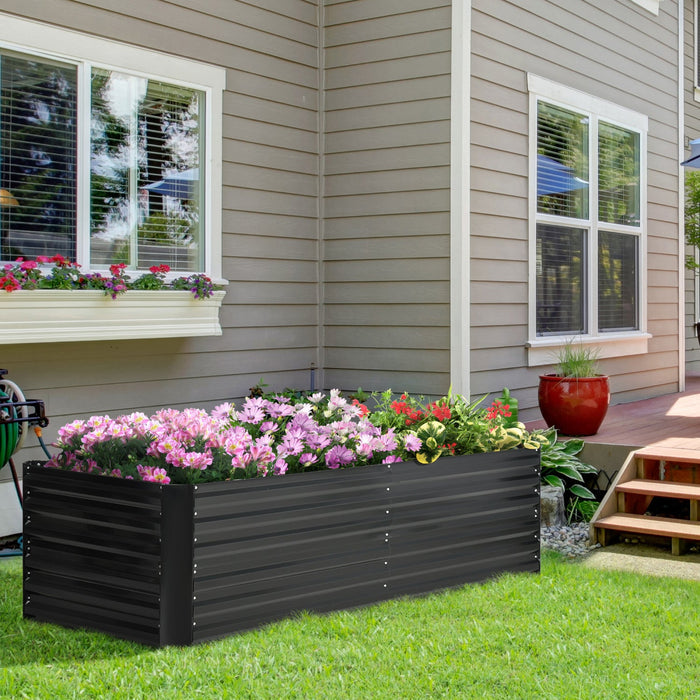 Outsunny Raised Garden Bed, 71\" X 35\" X 23\" Galvanized Steel Planters For Outdoor Plants With Multi-