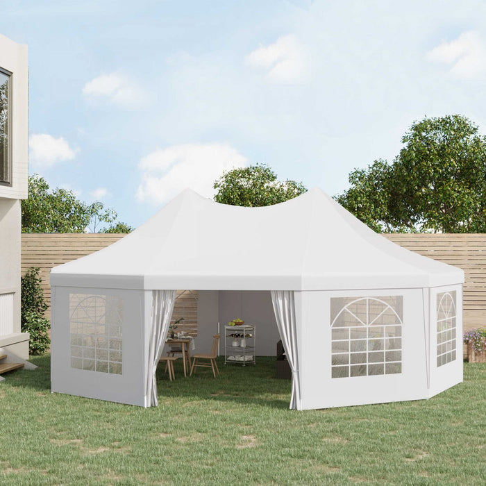Outsunny 29.2ft High Peak Decagon Event Party Tent, Large Outdoor Canopy Tent Shelter With 10 Remova