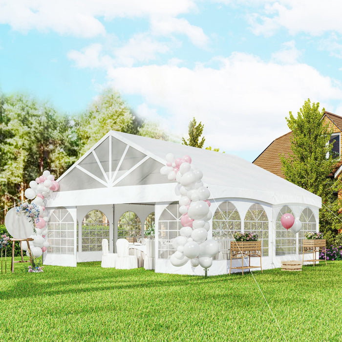 Outsunny 20' X 20' Heavy Duty Party Tent Outdoor Canopy With Carry Bags