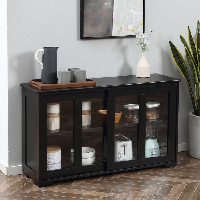 HOMCOM Kitchen Sideboard Stackable Storage Cabinet with Sliding Glass Door