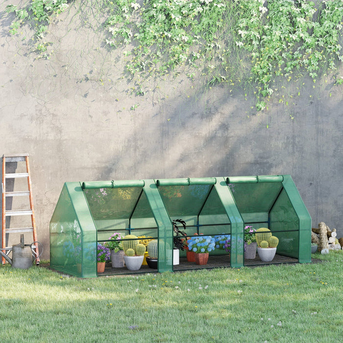 Outsunny 106\" X 36\" X 36\" Portable Mini Greenhouse Tunnel Growing Tent Plants Flower Warm House W/ Z