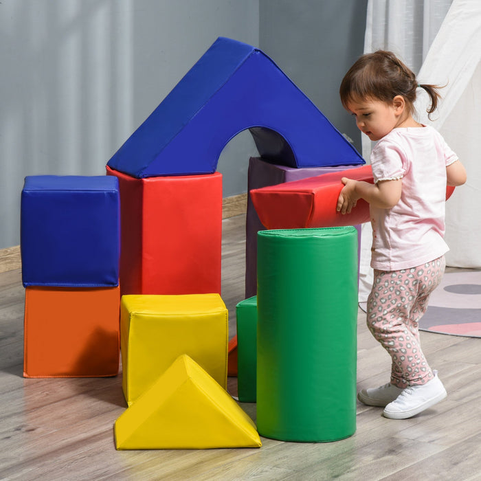 Soozier 11 Piece Soft Play Blocks Kids Climb And Crawl Gym Toy Foam Building And Stacking Blocks Lea