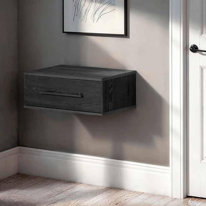 Primo Floating Nightstand With 1 Drawer - Black Oak 