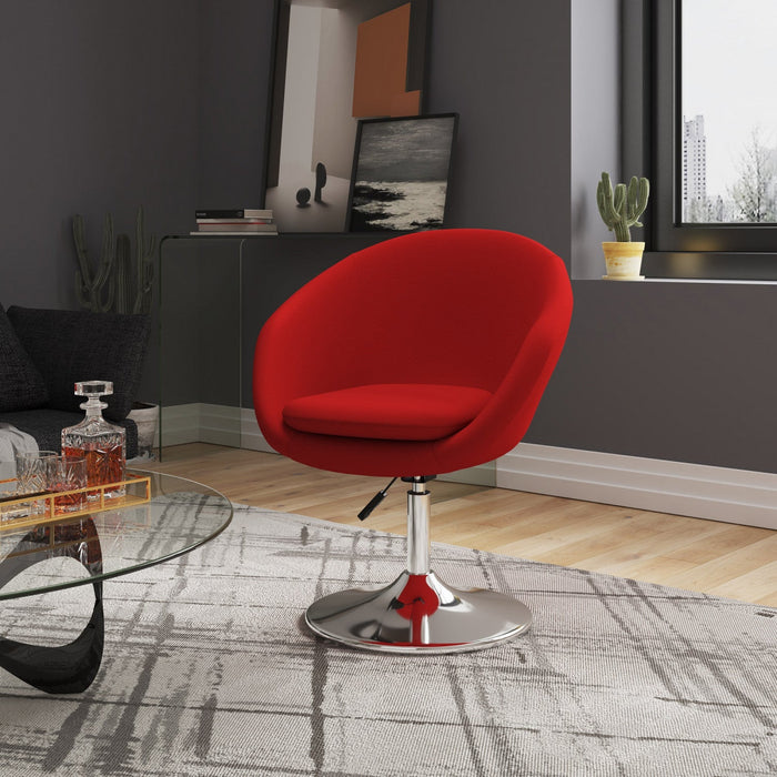 Hopper Modern Upholstered Swivel Lounge Chair in Red - Set of 2 Accent Chair 