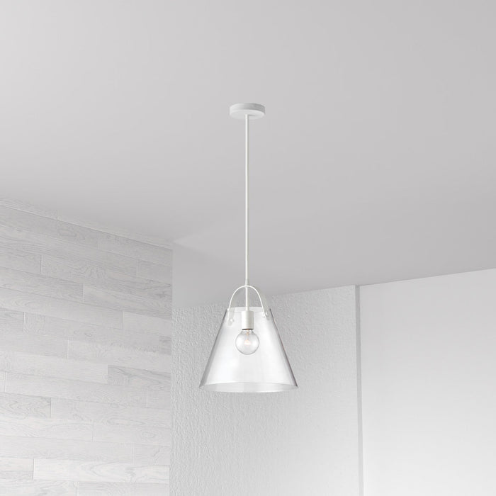 Dainolite Polly 1 Light Pendant Medium Matte White Finish Clear Glass Lamp