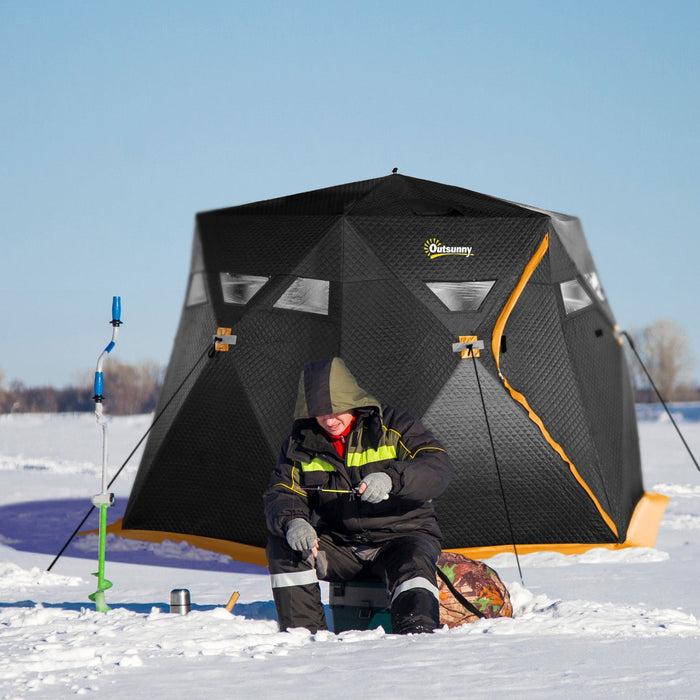 Outsunny 4 Person Insulated Ice Fishing Shelter, Pop-up Portable Ice Fishing Tent With Carry Bag, Tw
