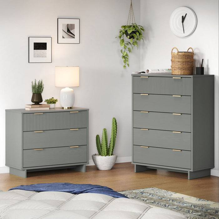 Granville Modern 2-Piece Dresser Set in Light Gray 