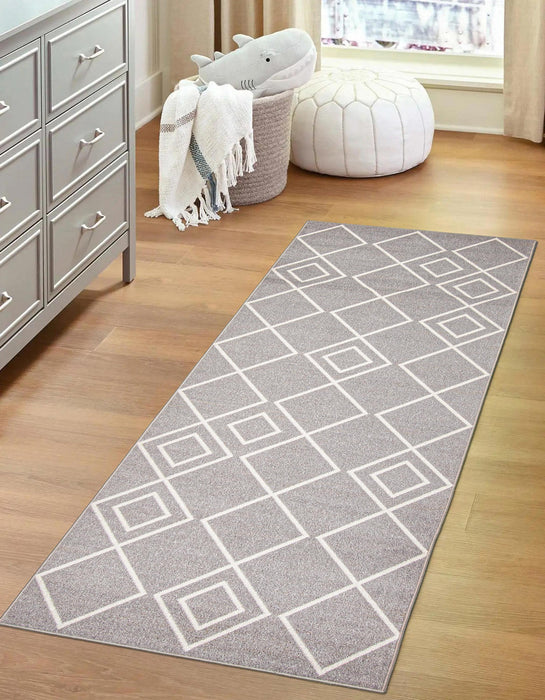 Kenza Grey Machine Washable Area Rug - 2'6\" x 8'0\"