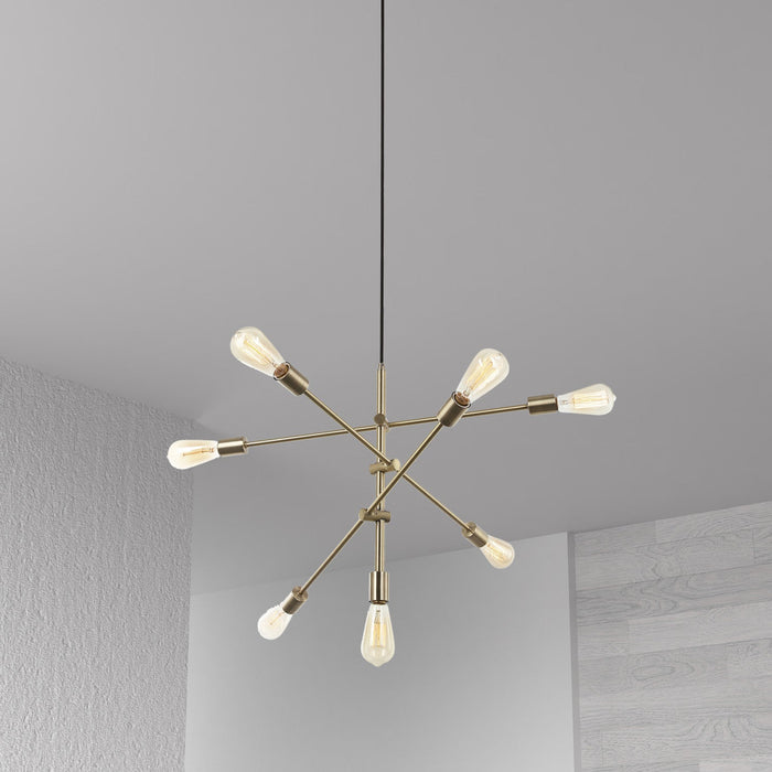 Dainolite Alexa 7 Light Adjustable Pendant Aged Brass Finish Lamp