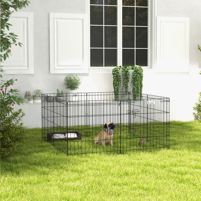 Pawhut Dog Playpen Puppy Play Pen, Pet Exercise Fences For Outside Indoor, Foldable Dog Kennel, 24\"h