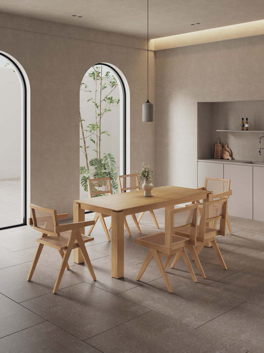 Hamlet and Rockaway Modern Industry Chic 7-Piece Dining Set in Natural Dining Room Set 