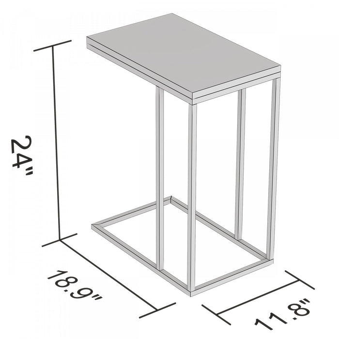 19” C-Shaped End Table With Metal Frame - Dark Cement 