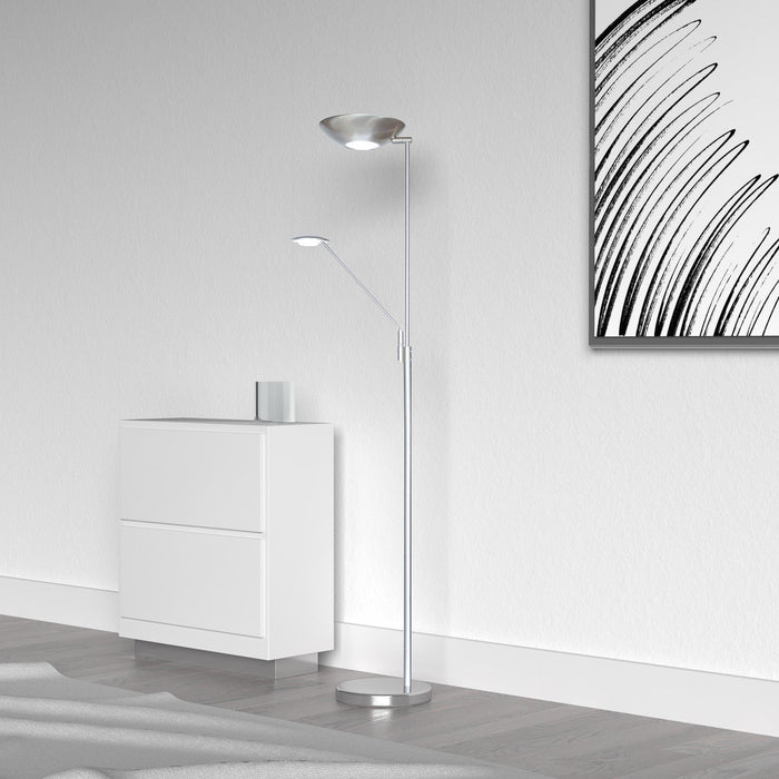 Dainolite Mother & Son LED Floor Lamp Satin Chrome/Polished Chrome Finish