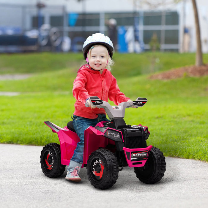 Aosom 6v Kids Atv Quad, Battery Powered Ride-On Electric Vehicle For Kids With Wear-resistant Wheels