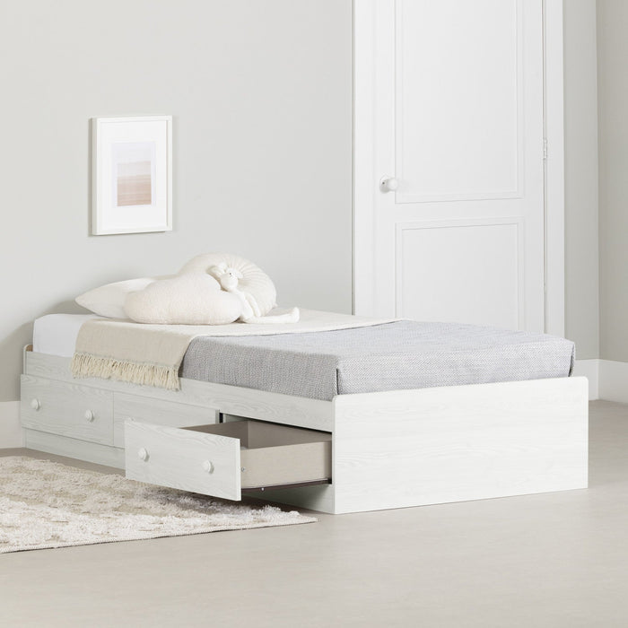 Summer Breeze Twin Mates Bed with 3 Drawers - White Pine