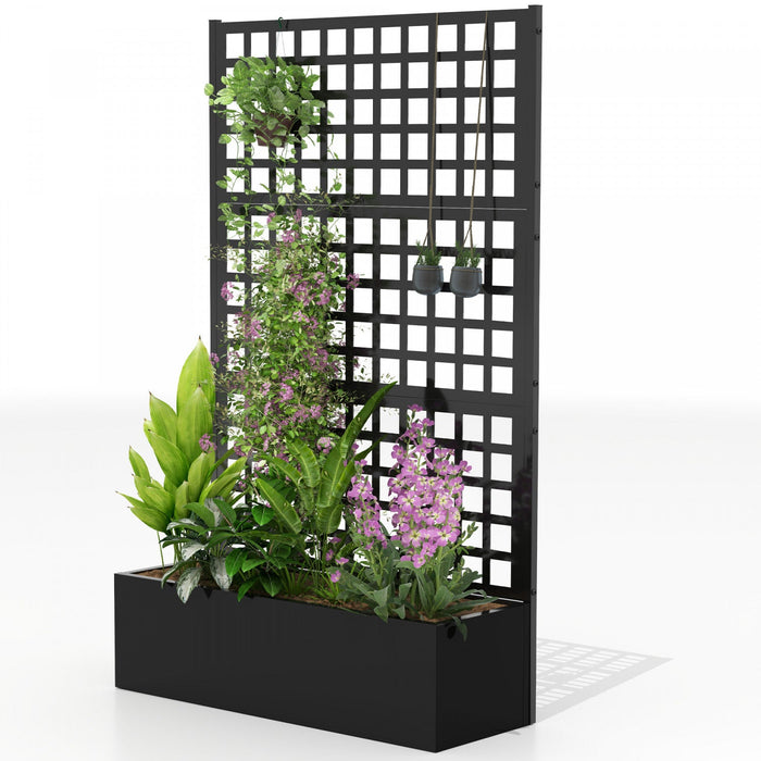 Outsunny Galvanized Planter Box with Trellis, 43" x 16" x 70"