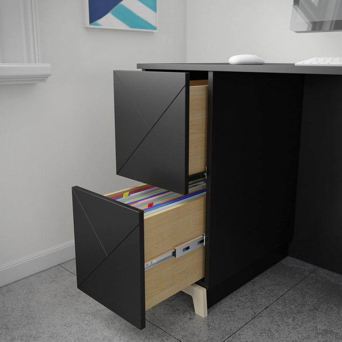 Nordika Atypik 2-Drawer Desk - Black 