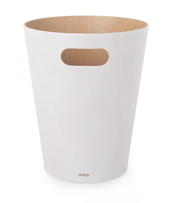 Umbra Woodrow Garbage Bin Trash Can - White