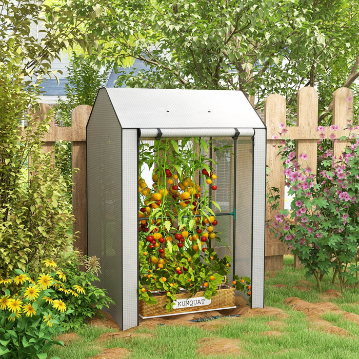 Outsunny Mini Greenhouse Portable Tomato Greenhouse with Vents, White