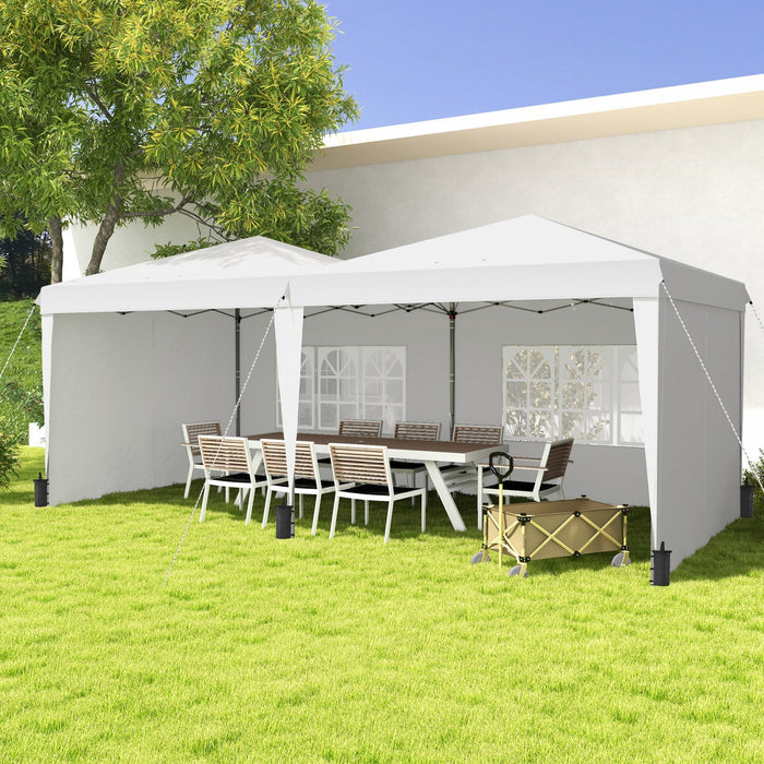 Outsunny 10' X 19' Pop Up Canopy Tent With Sidewalls, Instant Sun Shelter, Tents For Parties, Height