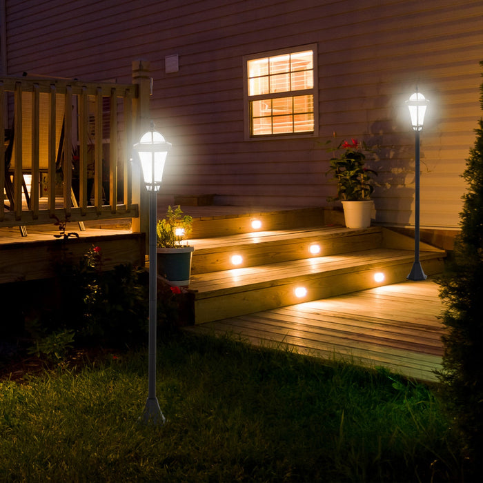 Outsunny 2 Piece LED Garden Lights Lamp Post Solar Powered Auto Switch Outdoor Lantern Patio Pathway