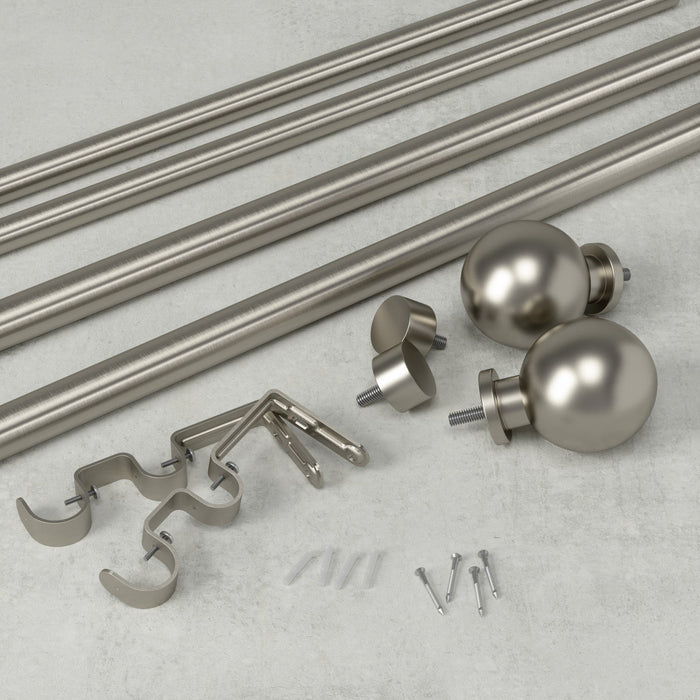 Umbra Bolas Nickel Expandable Double 1\" and 3/4\" Curtain Rod - 72\"-144\" 