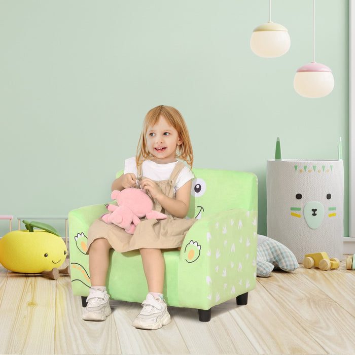 Qaba Kids Sofa, Armrest Chair For Preschool, Toddler Couch For Kids Room, Kindergarten With Cute Ani