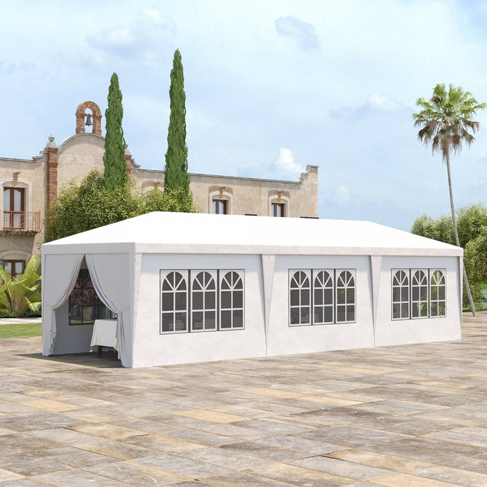 Outsunny 10' X 28' Party Gazebo Tent, Portable Folding Wedding Tent, Garden Canopy Event Shelter, Ou