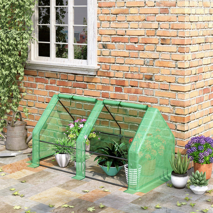 Outsunny 6' X 3' X 3' Portable Tunnel Greenhouse Outdoor Garden Mini With Large Zipper Doors & Water