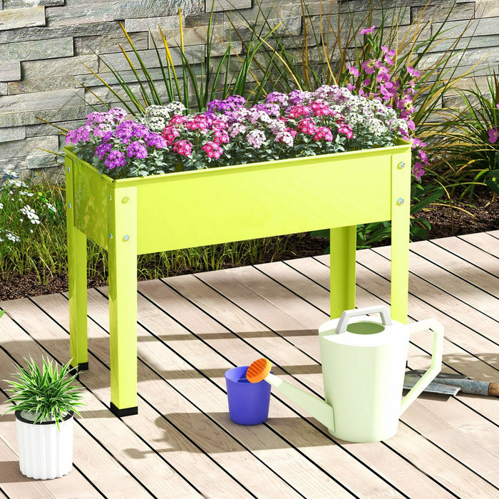 Costway 24" Raised Garden Bed With Legs Metal Elevated Planter Box Drainage Hole Backyard Green