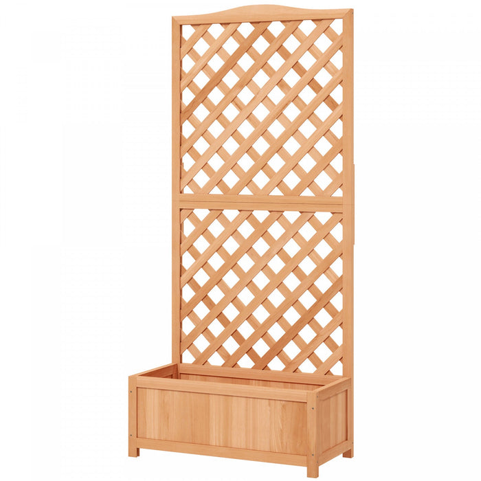 Outsunny Raised Garden Bed Planter with Trellis for Vine Climbing Brown