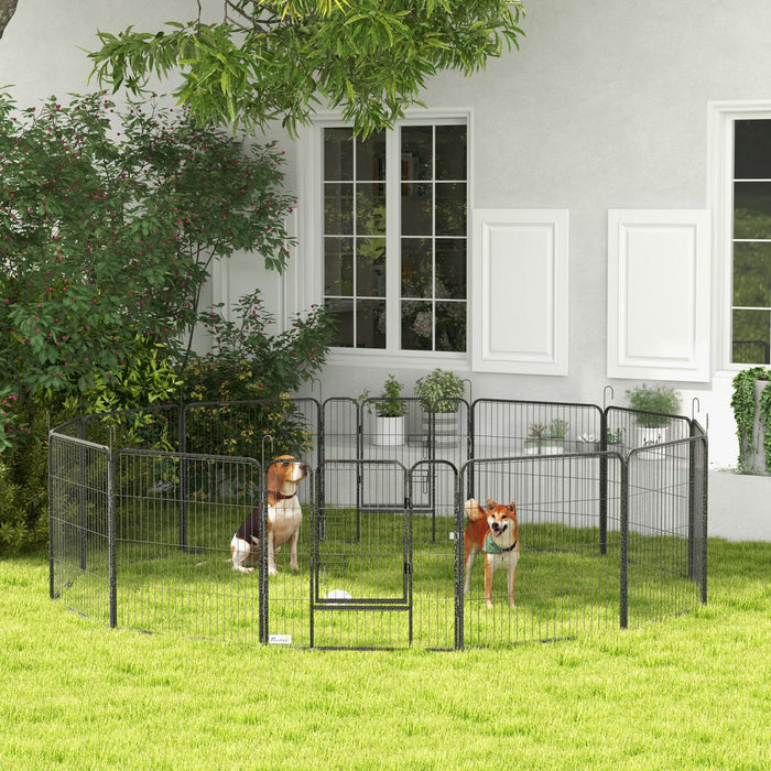Pawhut Dog Playpen, Heavy-duty Metal Puppy Play Pen, Pet Exercise Fences For Outside And Indoor, Diy