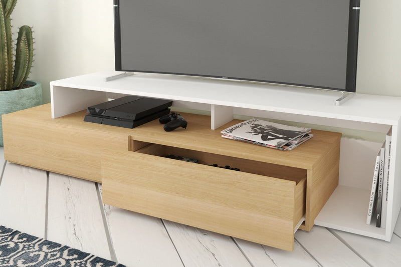 Nordika Tonik 72\" TV Stand - Natural Maple/White 