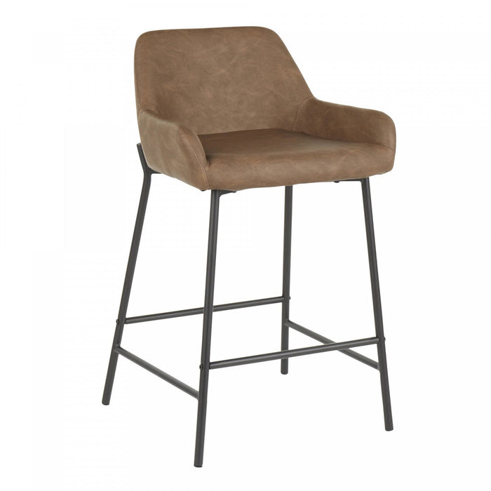 LumiSource Daniella Espresso Faux Leather Industrial Counter-Height Stool - Set of 2