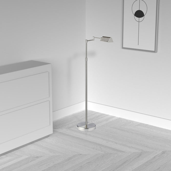Dainolite LED Swing Arm Floor Lamp 9w Satin Nickel Finish