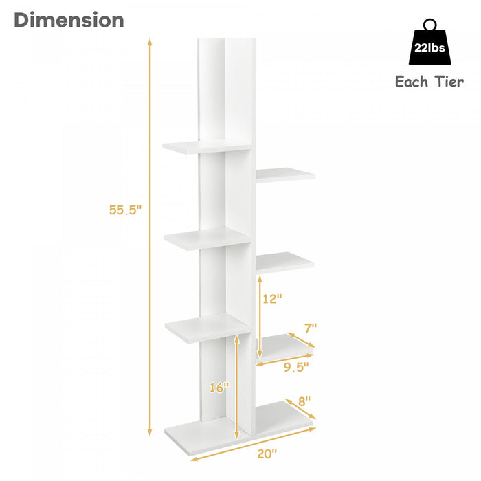 Costway Open Concept Bookcase Plant Display Shelf Rack Storage Holder Wooden White