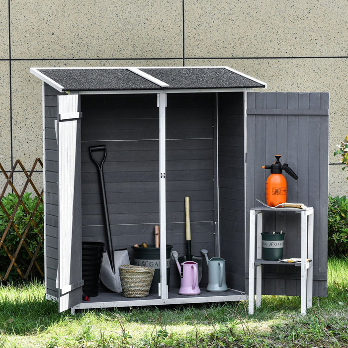 Outsunny 54.75''x29.5''x63'' Garden Storage Shed Asphalt Roof Wooden Timber Double Door Utility Stor