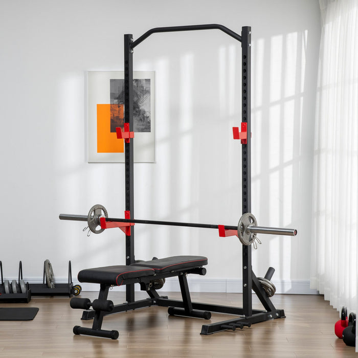 Soozier Multifunction Power Rack, Adjustable Squat Rack Stand With Pull Up Bar And Weight Plate Rack