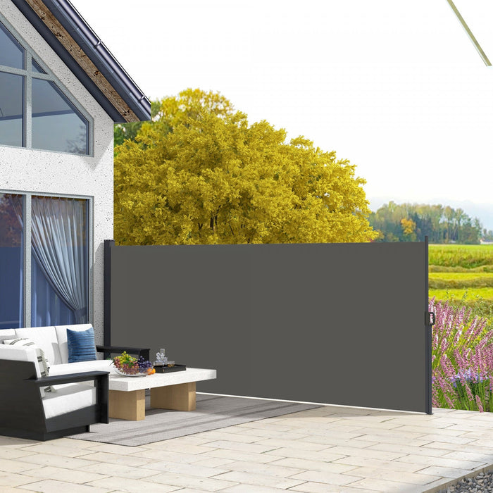Outsunny 13' X 6' Retractable Side Awning, Garden Privacy Screen Divider, Full Cassette Windbreaker 