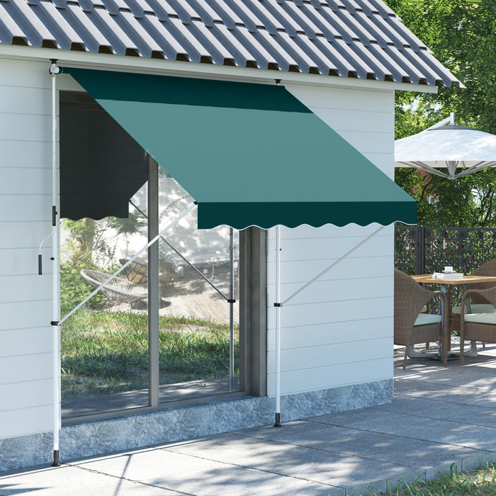 Outsunny 6.6'x5' Manual Retractable Patio Awning Window Door Sun Shade Deck Canopy Shelter Water Res