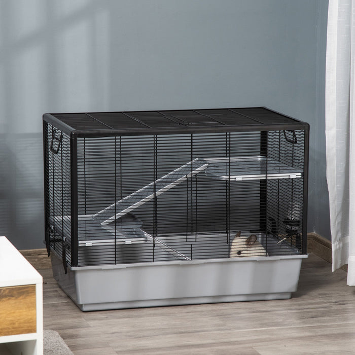 Pawhut 3-tier Hamster Cage, Guinea Pig Cage, Pet Chinchillas Play House Indoor With Accessories Food