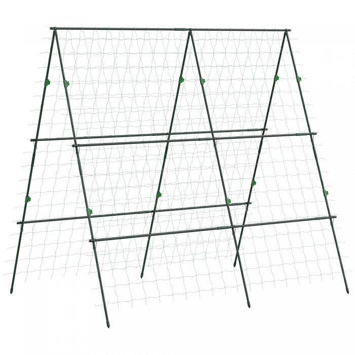Outsunny Metal Tomato Cage With Net For Climbing Plants Vegetables, Green