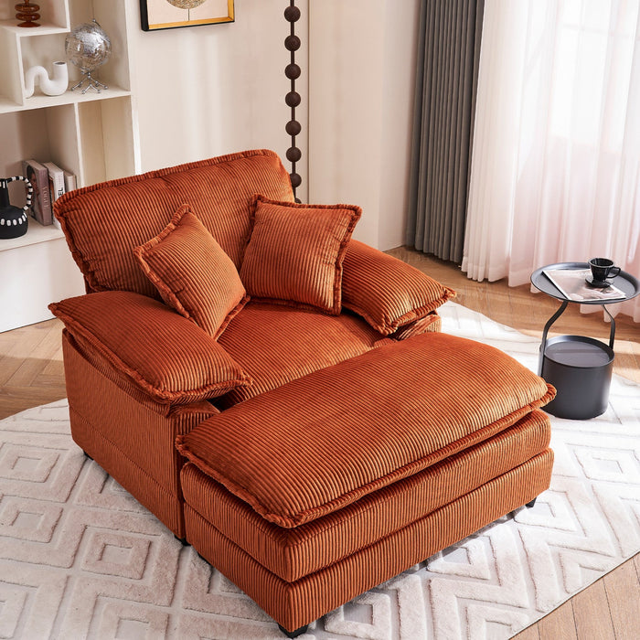 Liam 46.9\" Modern indoor corduroy sofa with 2 soft cushions ,Orange Sofa  