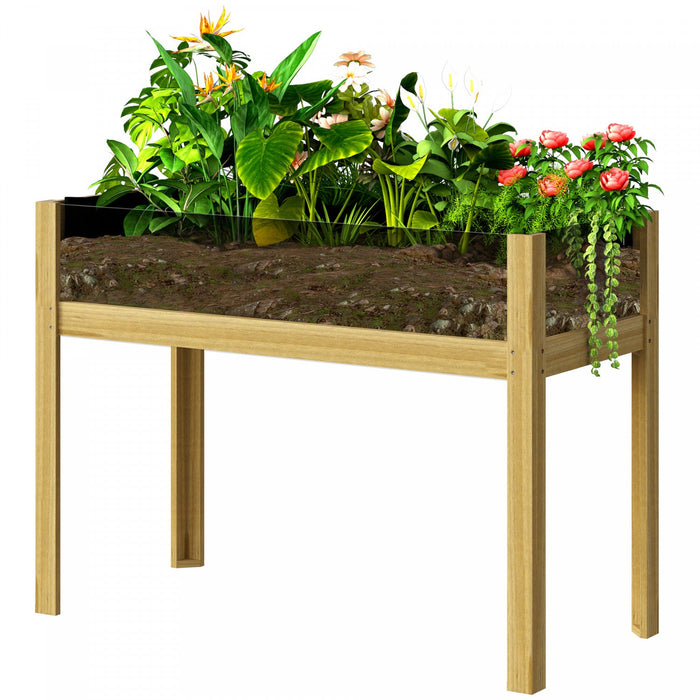 Outsunny Wooden Planter Box Outdoor Raised Planter, 43.3" x 19.7" x 31.5"