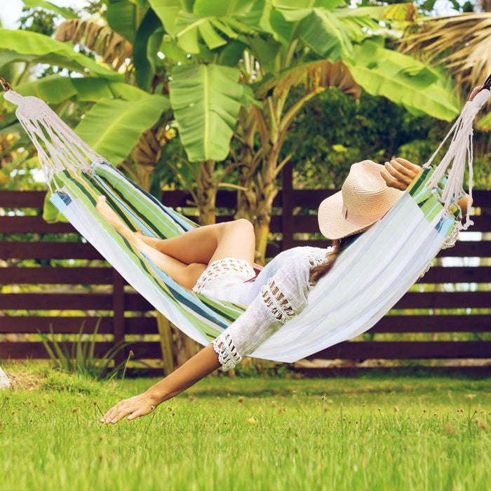 Outsunny 78\"x59\" Outdoor Hammock Bed Swing Chair, Patio Lounge Garden Camping Hiking Travel Hammock 