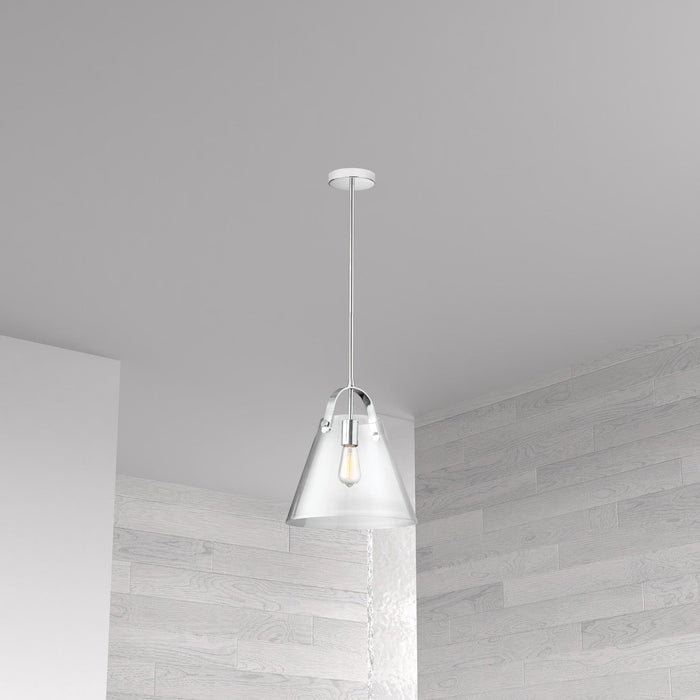 Dainolite Polly 1 Light Pendant Medium Polished Chrome Finish Clear Glass Lamp