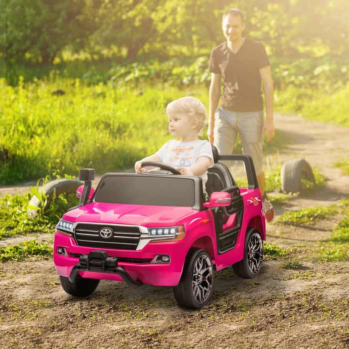 Qaba 12v Electric Powered Ride-On Car For Kids, Toyota Land Cruiser Licensed Kids Car With Parent Re